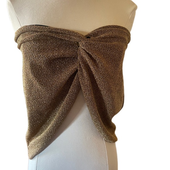 Windsor Tops Gold Tube Top Glitter Sparkly Disco Windsor Tank Top